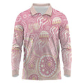 Pastel NAIDOC Week 2026 First Nations Indigenous Long Sleeve Polo Shirt Jellyfish
