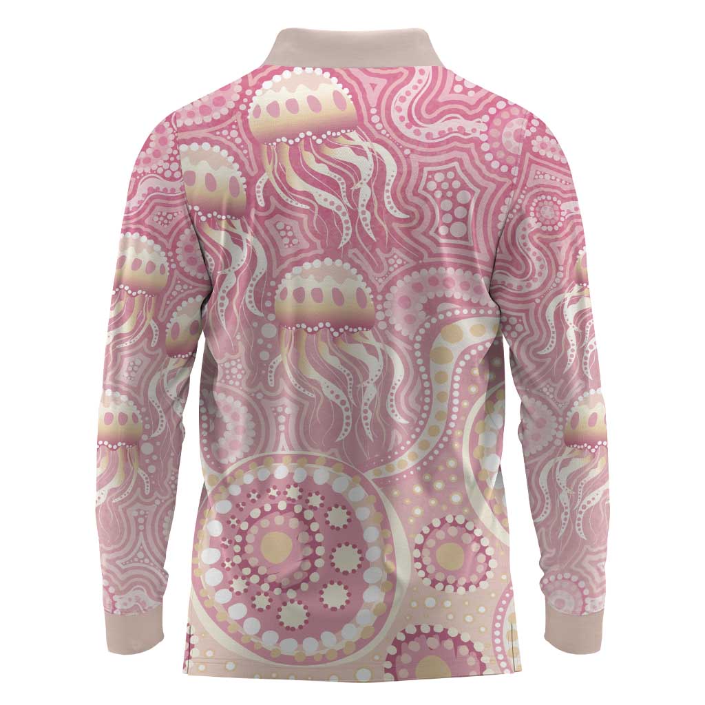 Pastel NAIDOC Week 2026 First Nations Indigenous Long Sleeve Polo Shirt Jellyfish