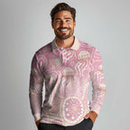 Pastel NAIDOC Week 2026 First Nations Indigenous Long Sleeve Polo Shirt Jellyfish