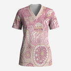 Pastel NAIDOC Week 2026 First Nations Indigenous Scrub Top Jellyfish
