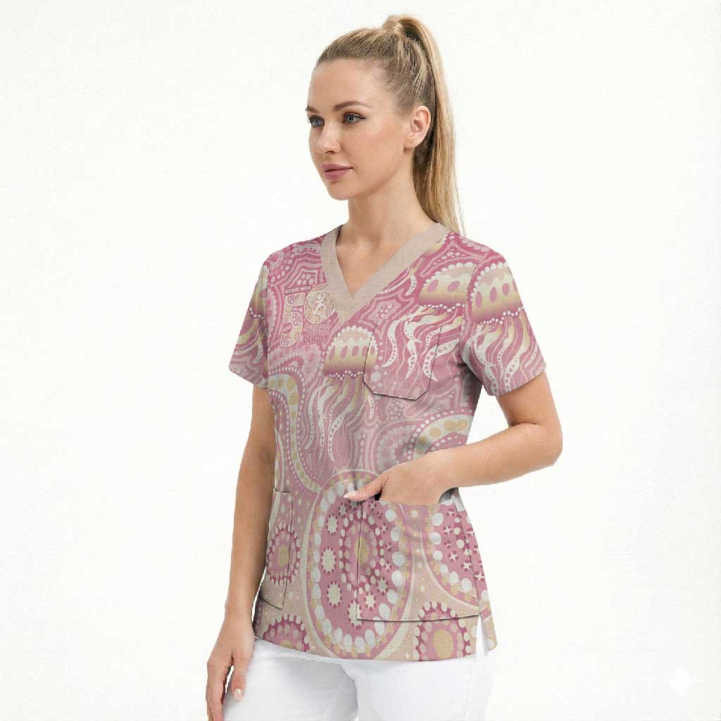Pastel NAIDOC Week 2026 First Nations Indigenous Scrub Top Jellyfish