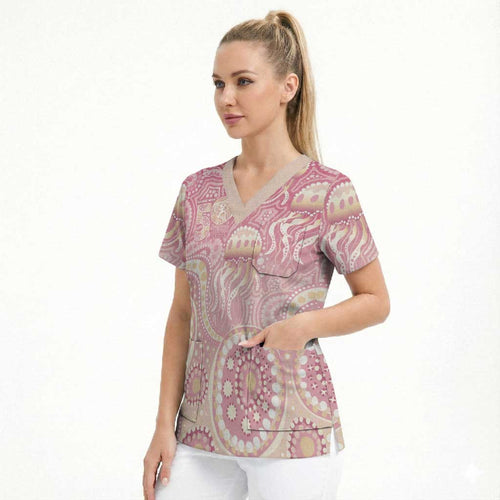 Pastel NAIDOC Week 2026 First Nations Indigenous Scrub Top Jellyfish