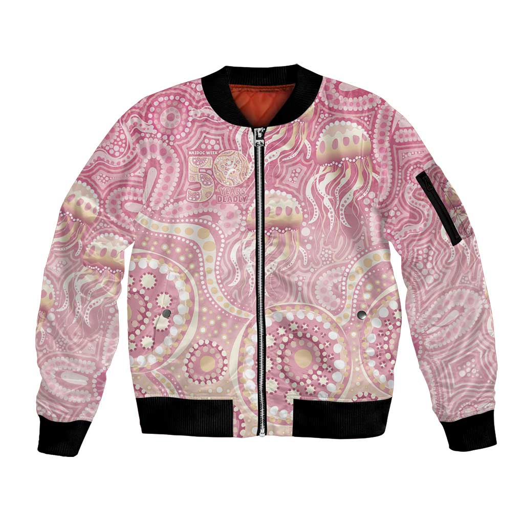 Pastel NAIDOC Week 2026 First Nations Indigenous Sleeve Zip Bomber Jacket Jellyfish