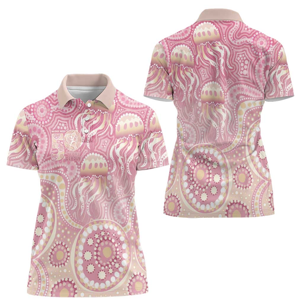 Pastel NAIDOC Week 2026 First Nations Indigenous Women Polo Shirt Jellyfish