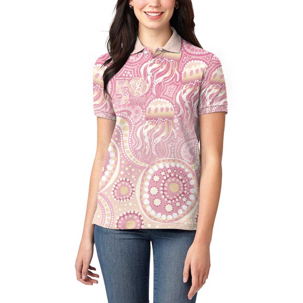 Pastel NAIDOC Week 2026 First Nations Indigenous Women Polo Shirt Jellyfish