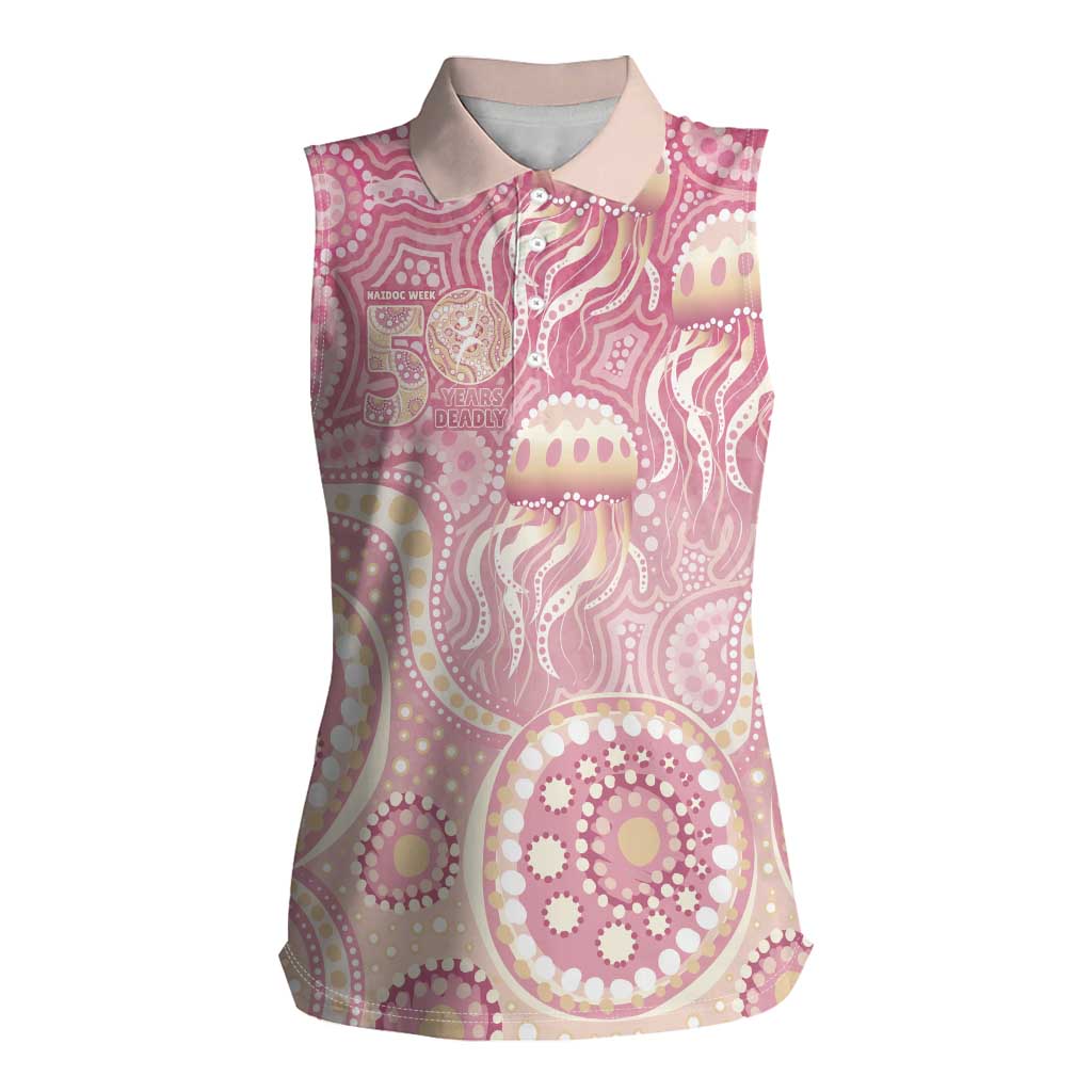 Pastel NAIDOC Week 2026 First Nations Indigenous Women Sleeveless Polo Shirt Jellyfish