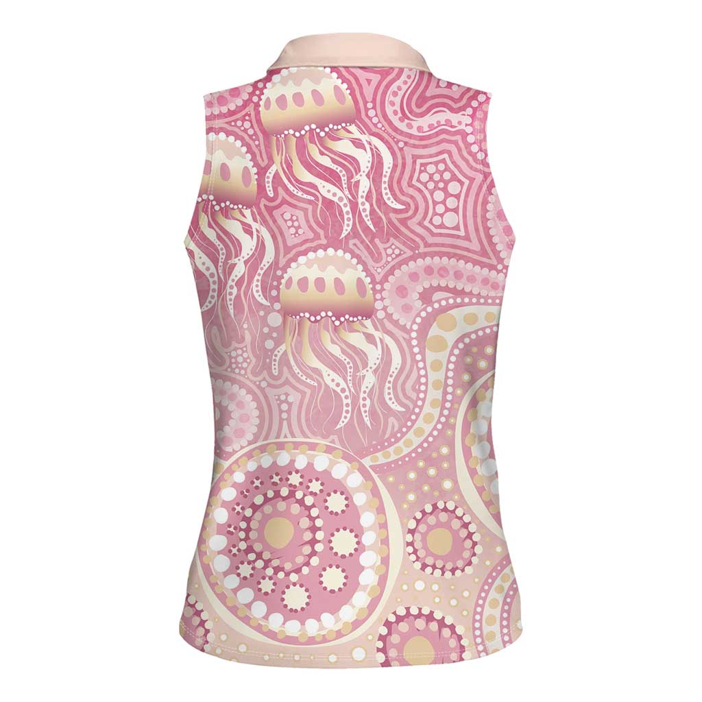 Pastel NAIDOC Week 2026 First Nations Indigenous Women Sleeveless Polo Shirt Jellyfish