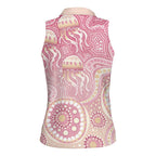 Pastel NAIDOC Week 2026 First Nations Indigenous Women Sleeveless Polo Shirt Jellyfish