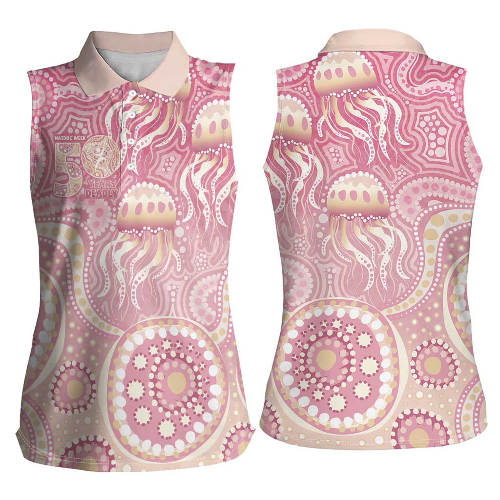 Pastel NAIDOC Week 2026 First Nations Indigenous Women Sleeveless Polo Shirt Jellyfish