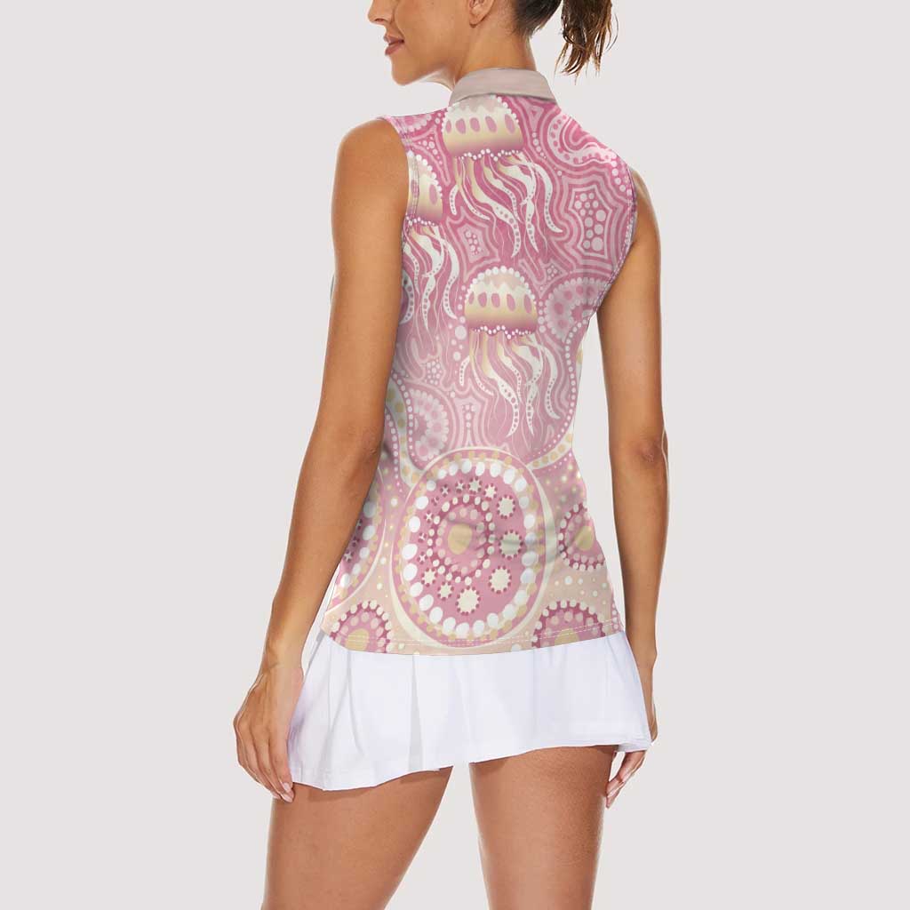 Pastel NAIDOC Week 2026 First Nations Indigenous Women Sleeveless Polo Shirt Jellyfish