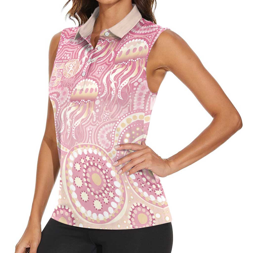Pastel NAIDOC Week 2026 First Nations Indigenous Women Sleeveless Polo Shirt Jellyfish