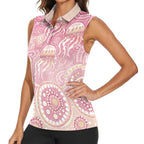 Pastel NAIDOC Week 2026 First Nations Indigenous Women Sleeveless Polo Shirt Jellyfish
