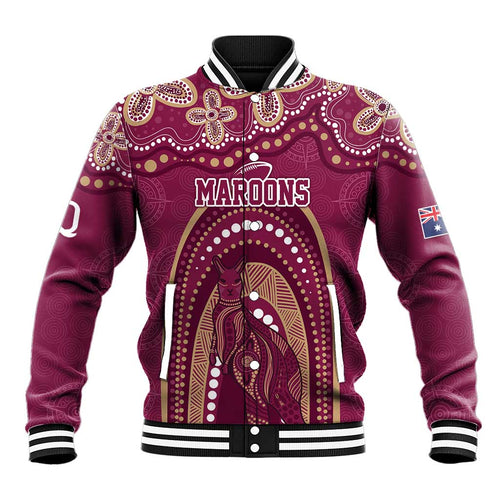 Personalized Australia QLD Rugby Indigenous Series Baseball Jacket Maroons Kangaroos