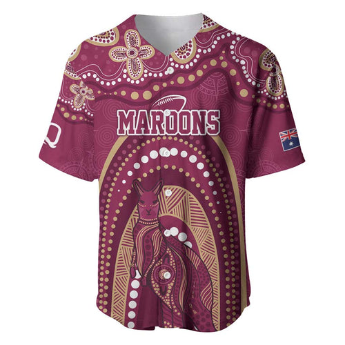 Personalized Australia QLD Rugby Indigenous Series Baseball Jersey Maroons Kangaroos