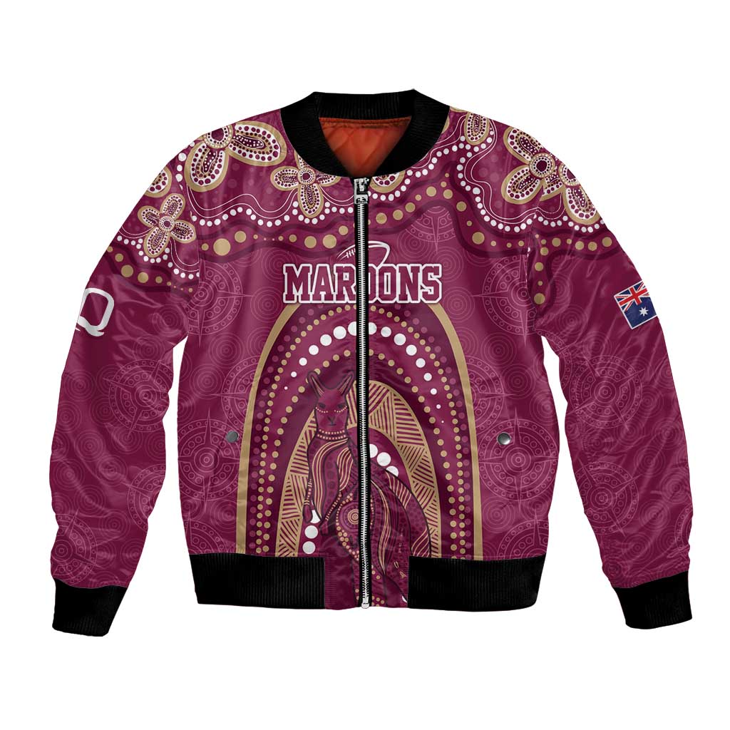 Personalized Australia QLD Rugby Indigenous Series Bomber Jacket Maroons Kangaroos