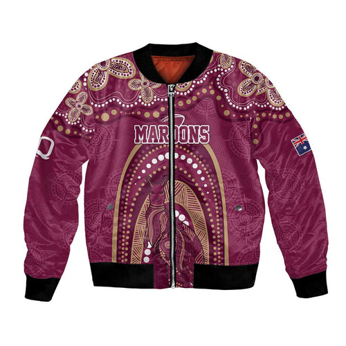 Personalized Australia QLD Rugby Indigenous Series Bomber Jacket Maroons Kangaroos