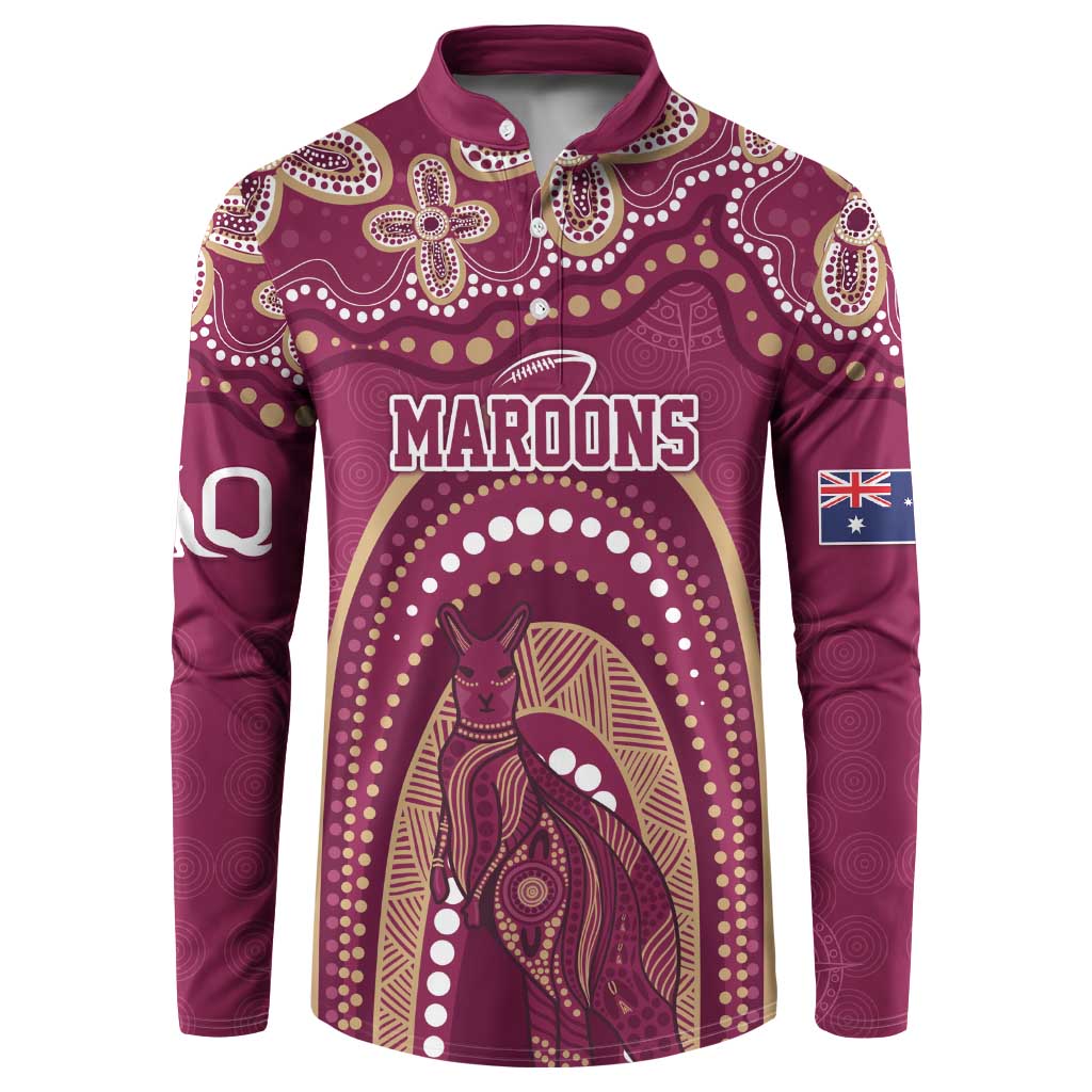 Personalized Australia QLD Rugby Indigenous Series Button Sweatshirt Maroons Kangaroos