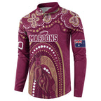 Personalized Australia QLD Rugby Indigenous Series Button Sweatshirt Maroons Kangaroos
