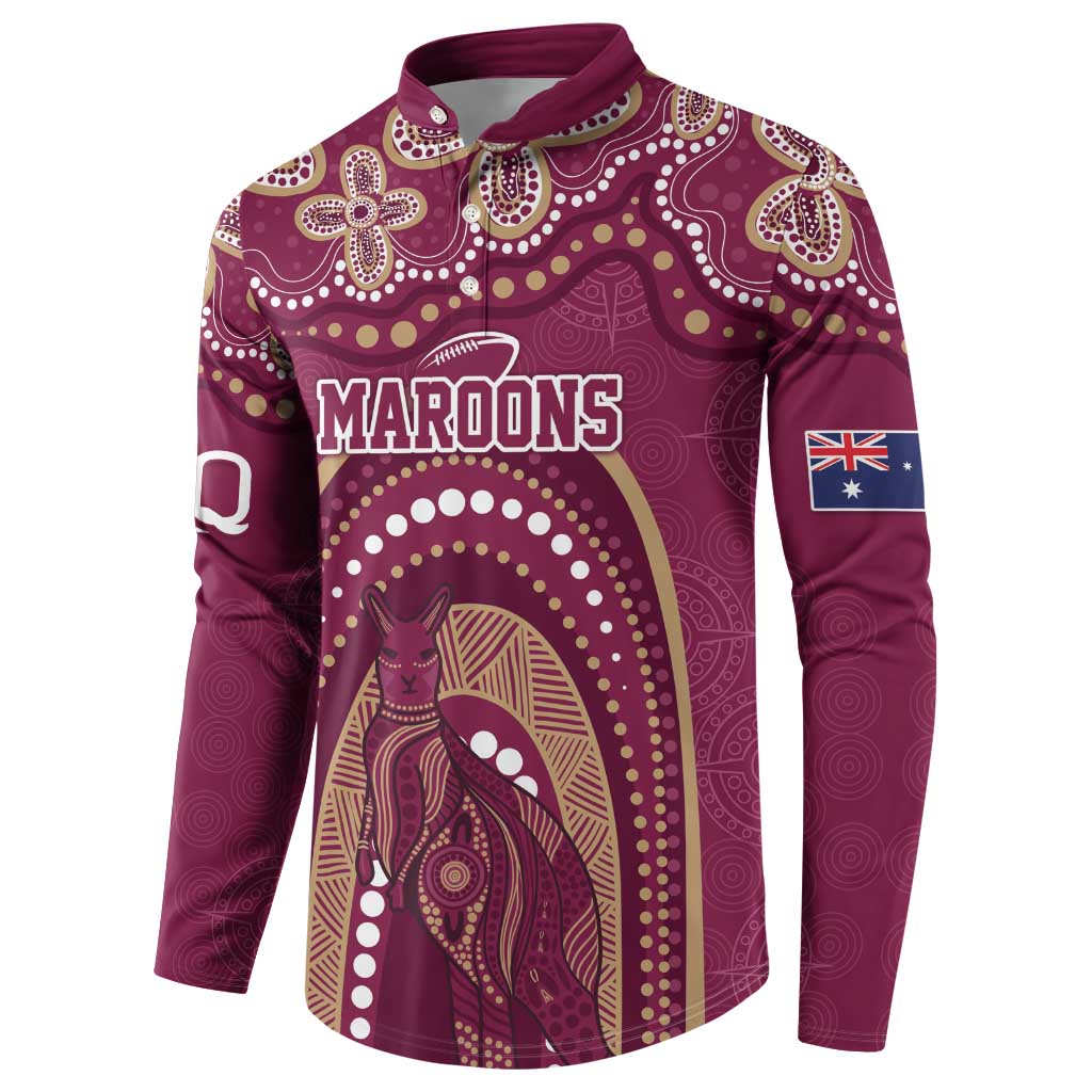 Personalized Australia QLD Rugby Indigenous Series Button Sweatshirt Maroons Kangaroos