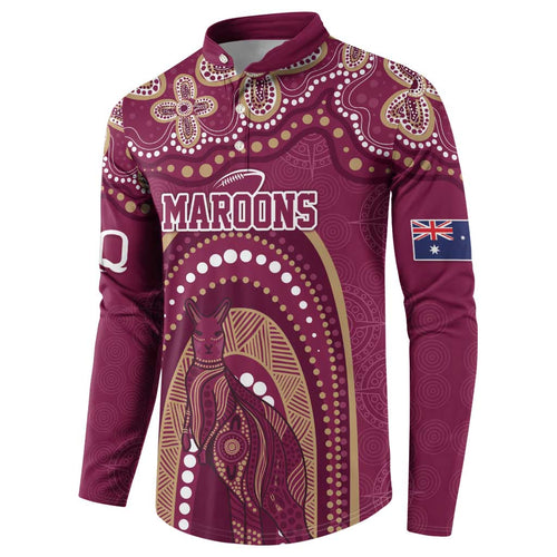 Personalized Australia QLD Rugby Indigenous Series Button Sweatshirt Maroons Kangaroos