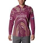 Personalized Australia QLD Rugby Indigenous Series Button Sweatshirt Maroons Kangaroos
