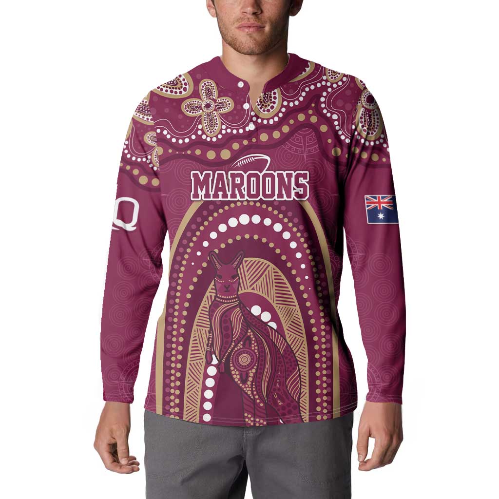 Personalized Australia QLD Rugby Indigenous Series Button Sweatshirt Maroons Kangaroos