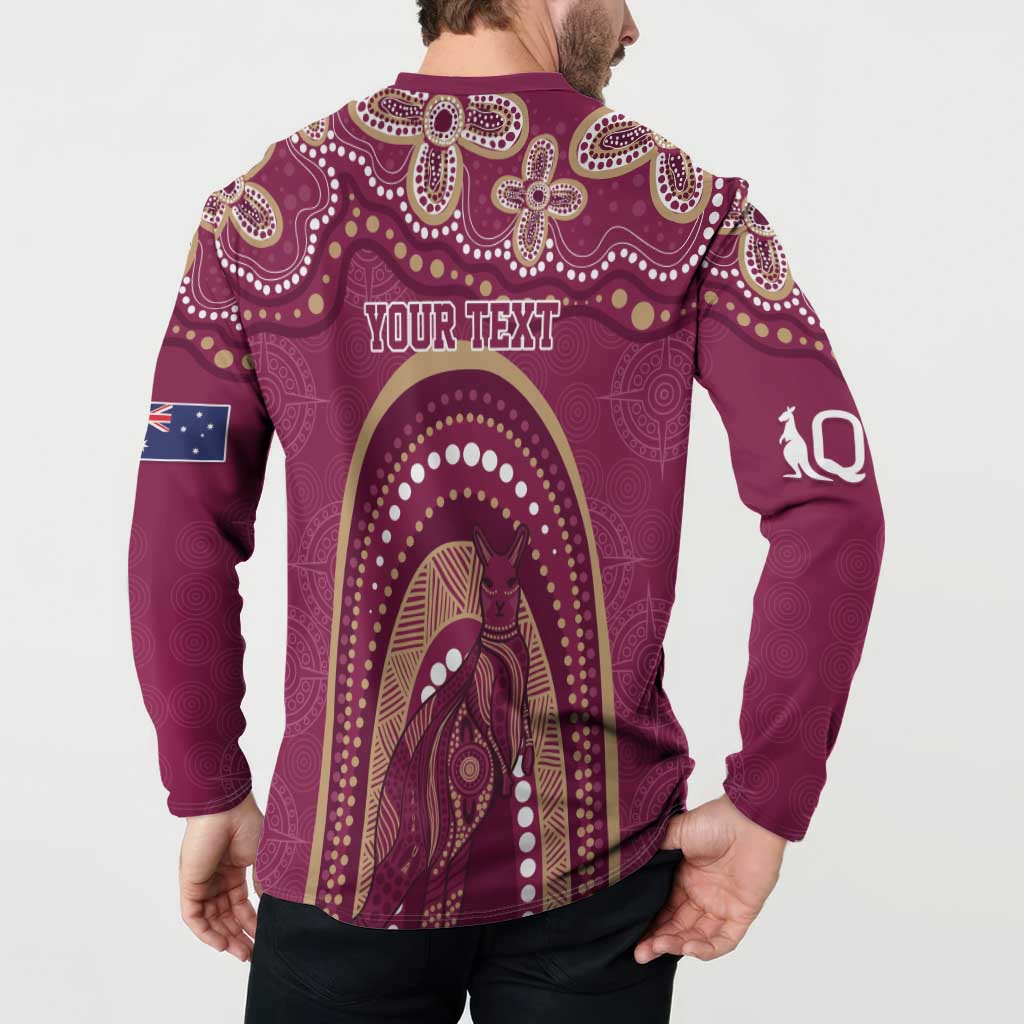 Personalized Australia QLD Rugby Indigenous Series Button Sweatshirt Maroons Kangaroos