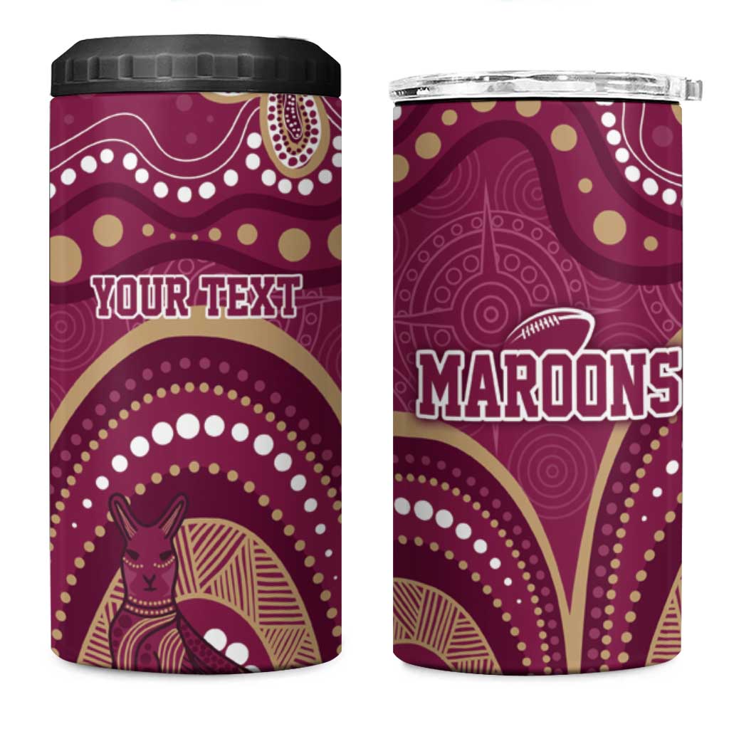 Personalized Australia QLD Rugby Indigenous Series 4 in 1 Can Cooler Tumbler Maroons Kangaroos