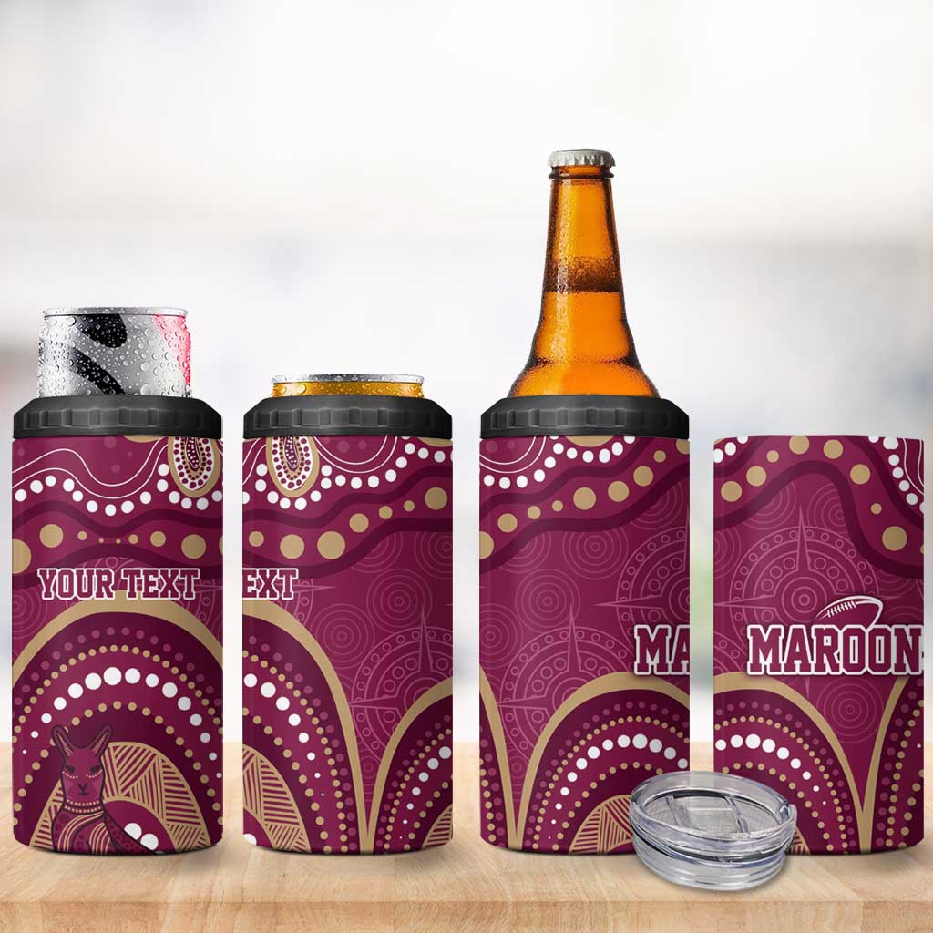 Personalized Australia QLD Rugby Indigenous Series 4 in 1 Can Cooler Tumbler Maroons Kangaroos