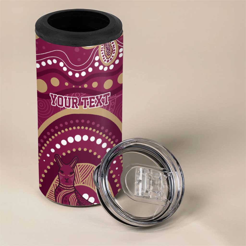 Personalized Australia QLD Rugby Indigenous Series 4 in 1 Can Cooler Tumbler Maroons Kangaroos