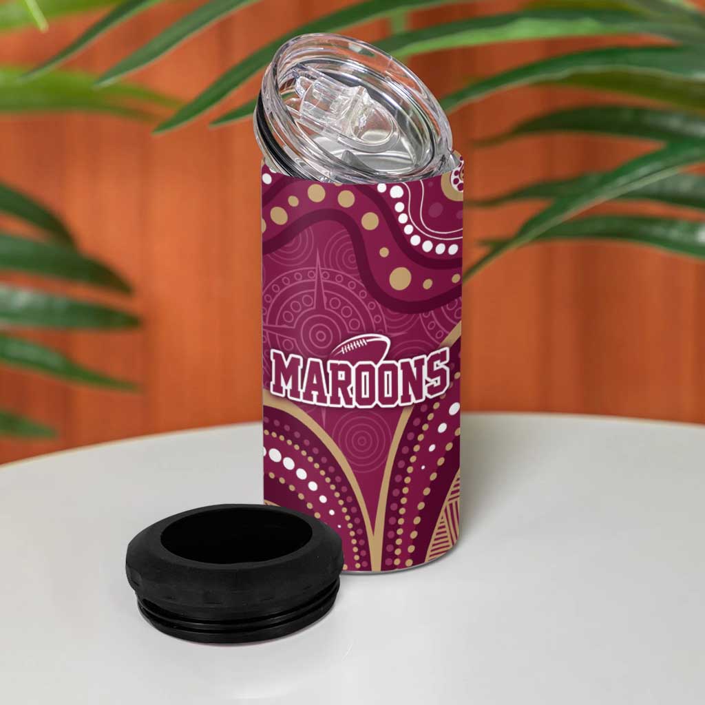 Personalized Australia QLD Rugby Indigenous Series 4 in 1 Can Cooler Tumbler Maroons Kangaroos