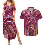 Personalized Australia QLD Rugby Indigenous Series Couples Matching Summer Maxi Dress and Hawaiian Shirt Maroons Kangaroos