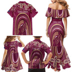 Personalized Australia QLD Rugby Indigenous Series Family Matching Mermaid Dress and Hawaiian Shirt Maroons Kangaroos
