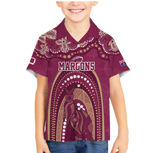 Personalized Australia QLD Rugby Indigenous Series Family Matching Mermaid Dress and Hawaiian Shirt Maroons Kangaroos