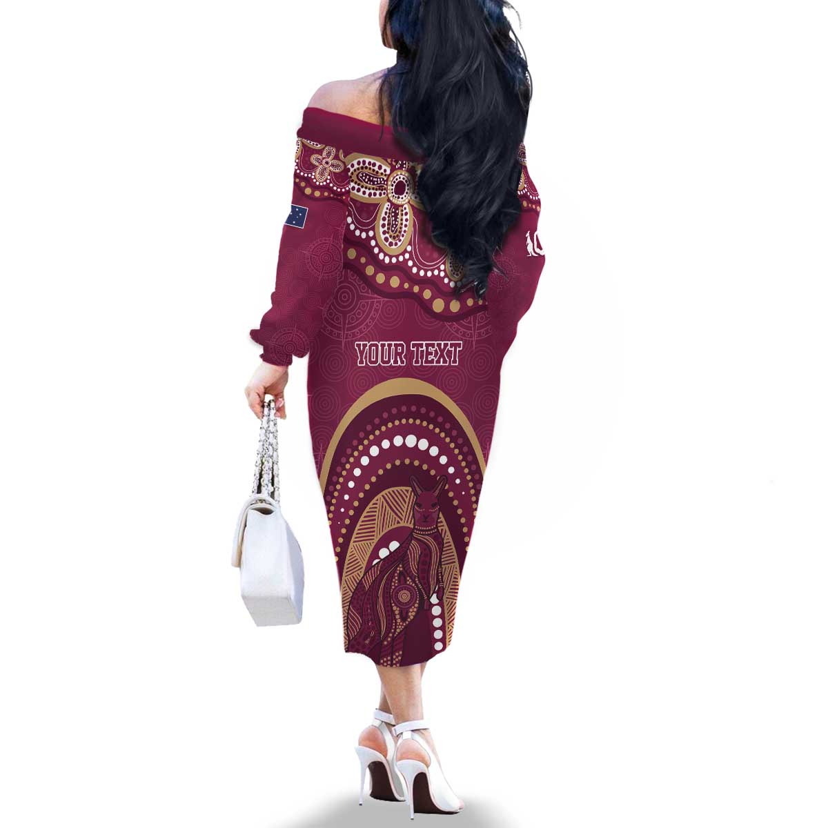 Personalized Australia QLD Rugby Indigenous Series Family Matching Off The Shoulder Long Sleeve Dress and Hawaiian Shirt Maroons Kangaroos