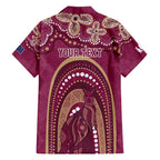 Personalized Australia QLD Rugby Indigenous Series Family Matching Off Shoulder Maxi Dress and Hawaiian Shirt Maroons Kangaroos