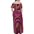 Personalized Australia QLD Rugby Indigenous Series Family Matching Off Shoulder Maxi Dress and Hawaiian Shirt Maroons Kangaroos