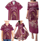 Personalized Australia QLD Rugby Indigenous Series Family Matching Puletasi and Hawaiian Shirt Maroons Kangaroos
