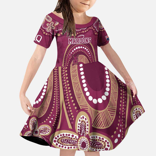 Personalized Australia QLD Rugby Indigenous Series Family Matching Puletasi and Hawaiian Shirt Maroons Kangaroos