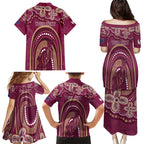 Personalized Australia QLD Rugby Indigenous Series Family Matching Puletasi and Hawaiian Shirt Maroons Kangaroos