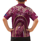 Personalized Australia QLD Rugby Indigenous Series Family Matching Short Sleeve Bodycon Dress and Hawaiian Shirt Maroons Kangaroos