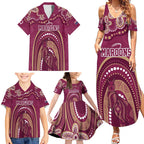 Personalized Australia QLD Rugby Indigenous Series Family Matching Summer Maxi Dress and Hawaiian Shirt Maroons Kangaroos