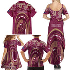 Personalized Australia QLD Rugby Indigenous Series Family Matching Summer Maxi Dress and Hawaiian Shirt Maroons Kangaroos