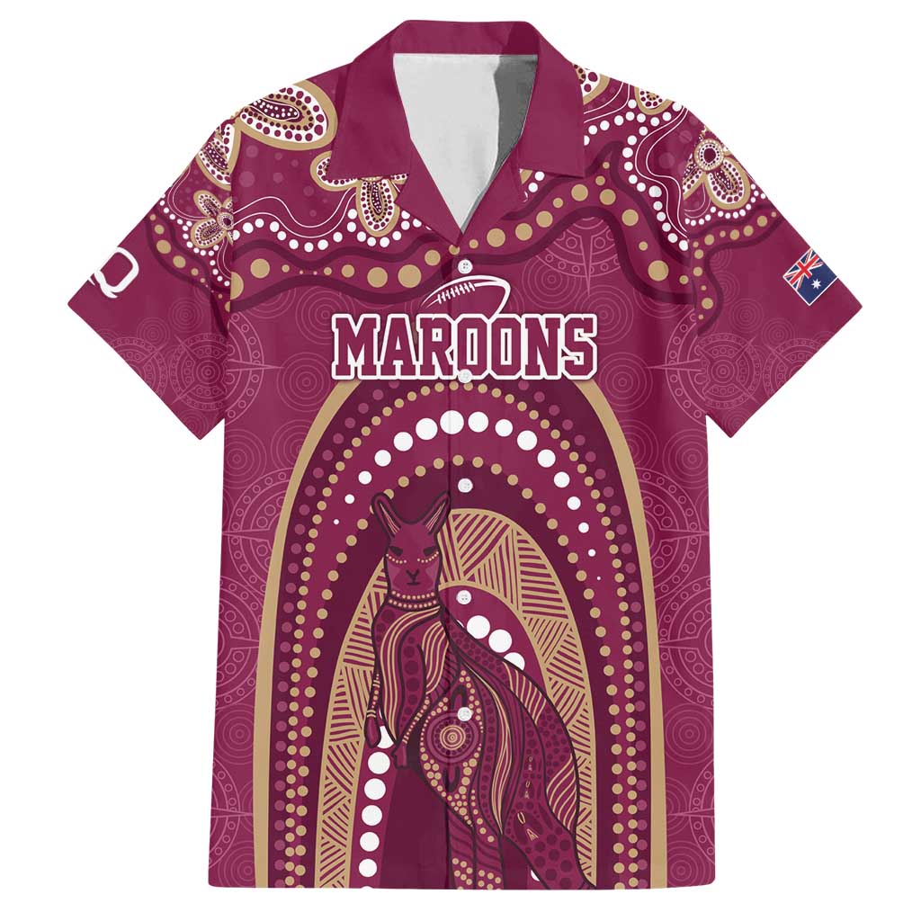 Personalized Australia QLD Rugby Indigenous Series Family Matching Summer Maxi Dress and Hawaiian Shirt Maroons Kangaroos