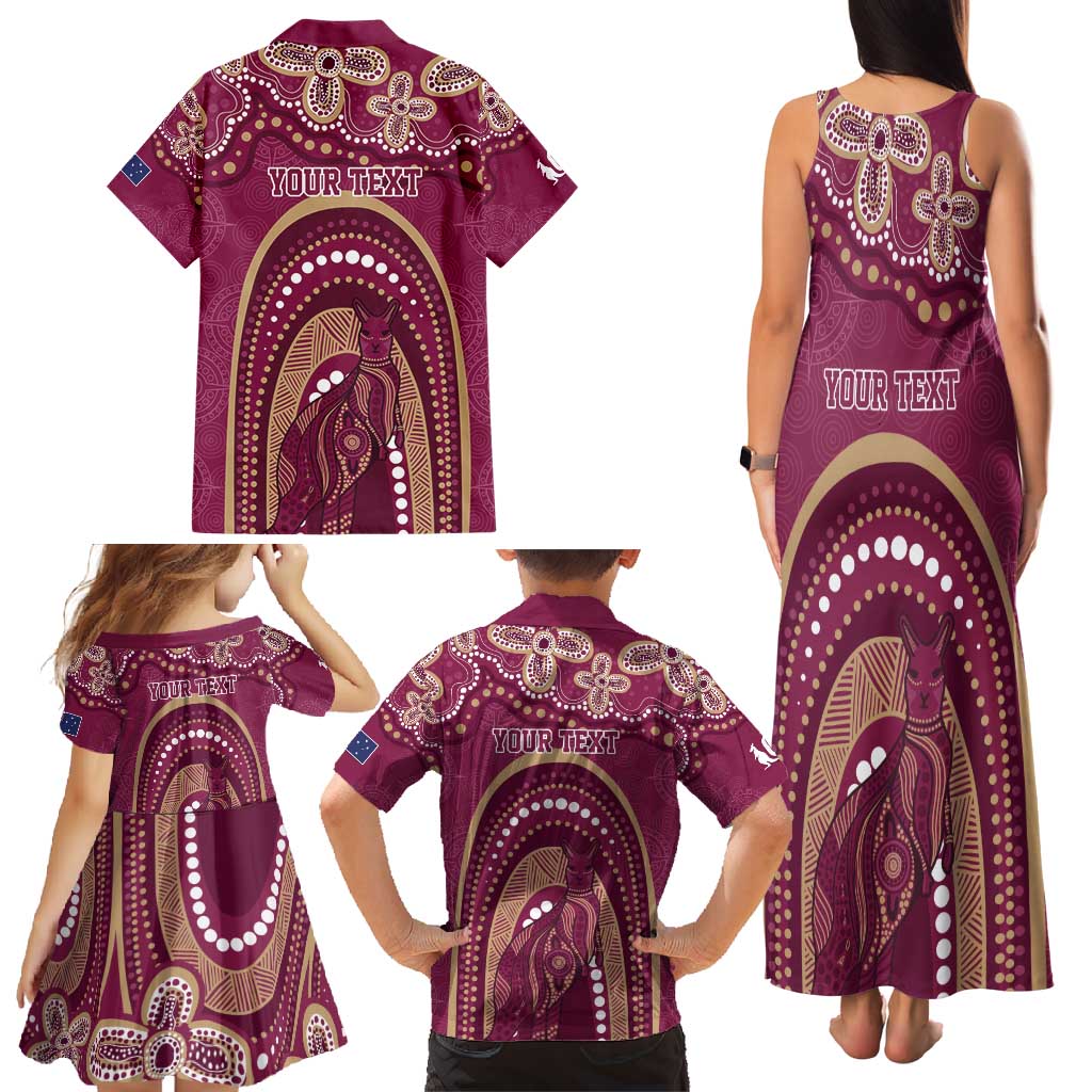 Personalized Australia QLD Rugby Indigenous Series Family Matching Tank Maxi Dress and Hawaiian Shirt Maroons Kangaroos