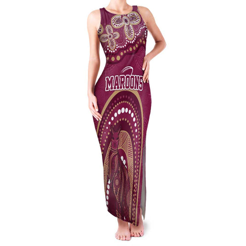 Personalized Australia QLD Rugby Indigenous Series Family Matching Tank Maxi Dress and Hawaiian Shirt Maroons Kangaroos