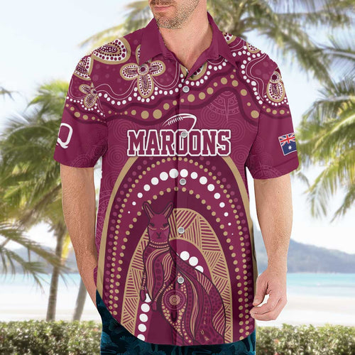 Personalized Australia QLD Rugby Indigenous Series Hawaiian Shirt Maroons Kangaroos