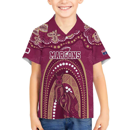 Personalized Australia QLD Rugby Indigenous Series Hawaiian Shirt Maroons Kangaroos