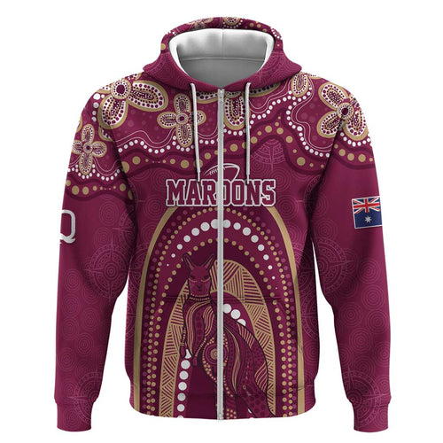 Personalized Australia QLD Rugby Indigenous Series Hoodie Maroons Kangaroos