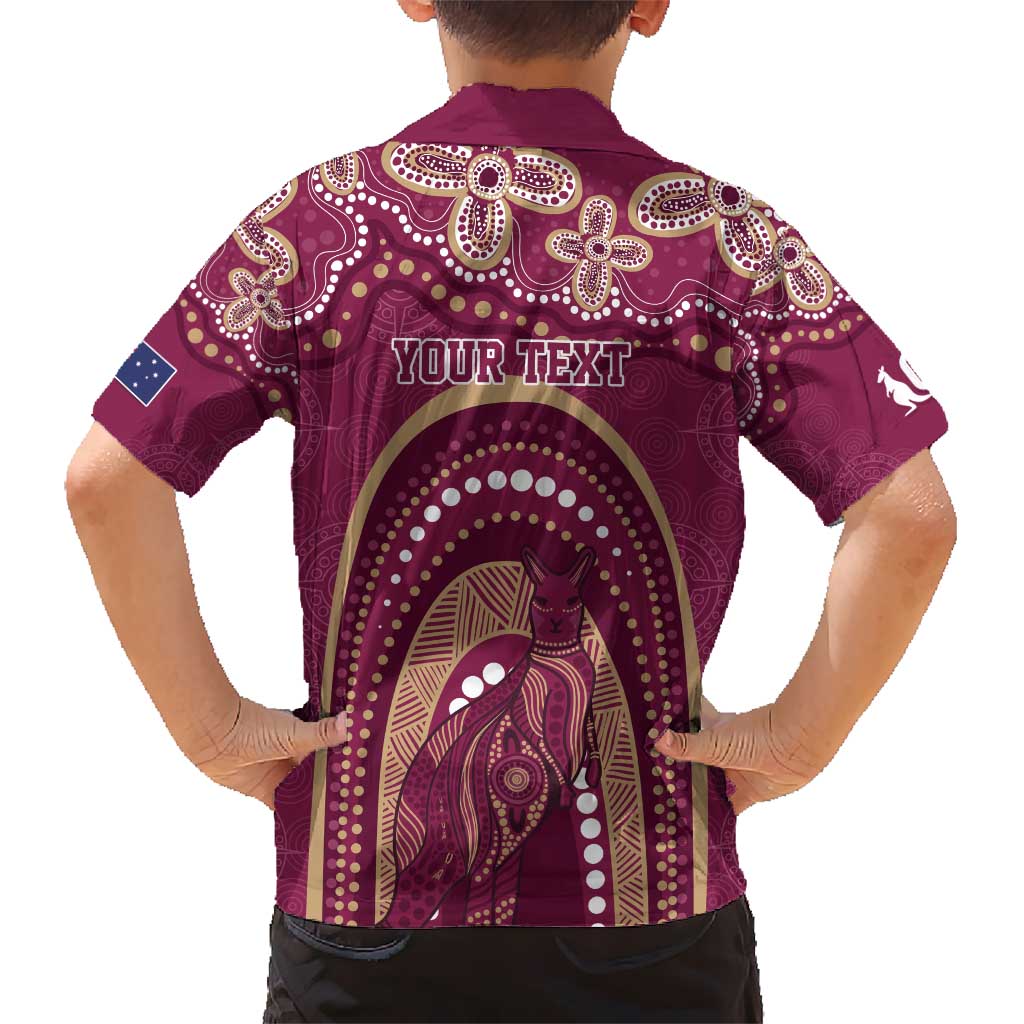 Personalized Australia QLD Rugby Indigenous Series Kid Hawaiian Shirt Maroons Kangaroos